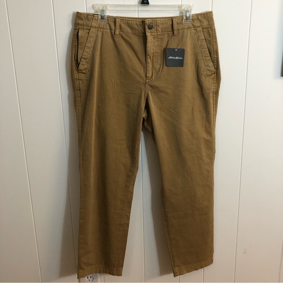 Eddie Bauer Slightly Curvy/Slim Reg 12 NWT WR River Rock Ankle Pant Tan - Picture 1 of 6